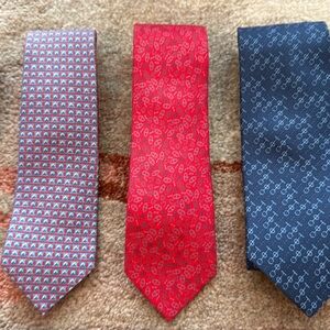 Hermes 100% Silk Infinity Logo Pattern Tie Sky Red Made In France